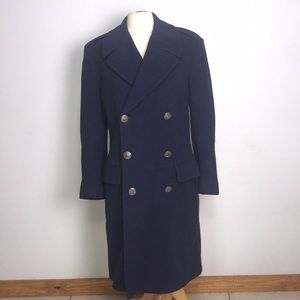 Vintage navy military heavy wool coat